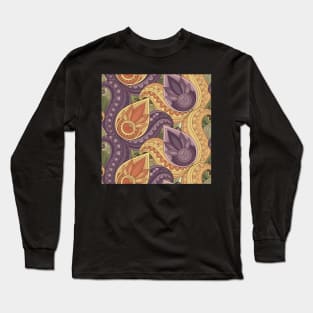 Floral Pattern with Yellow and Violet Flowers Long Sleeve T-Shirt